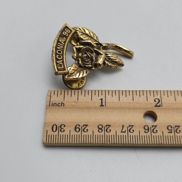 Vintage Laconia 96 Rose Pin Brooch Gold Tone - Picture 4 of 4